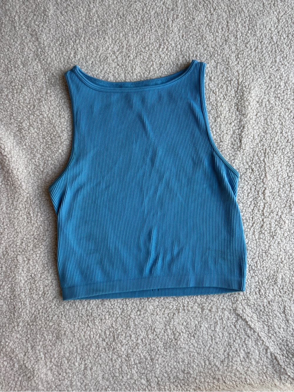 Seriously Soft Seamless Blue Ribbed Cropped Tank Top Aeropostale